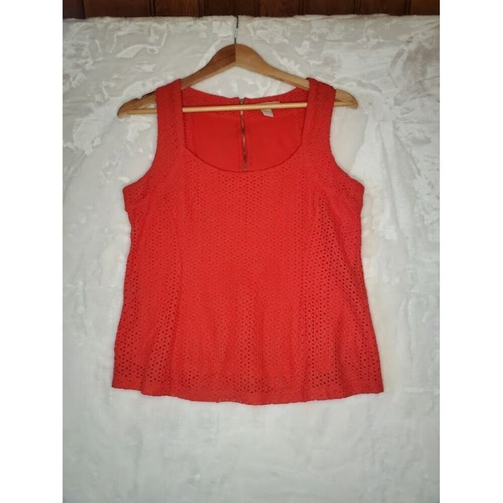 Banana Republic Women's Orange Eyelet Lace Lined Sleeveless Top Size 8